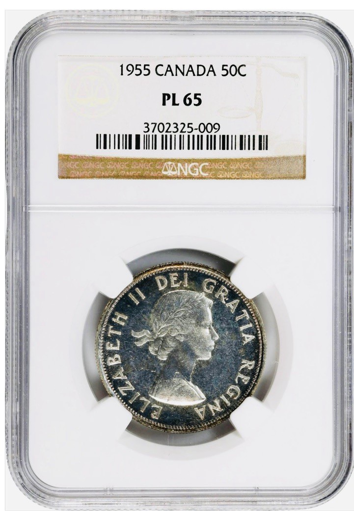 NGC PL67 カナダ50セント銀貨1955年★アンティーク 加拿大1955年50分NGC PF65 · CBG COIN